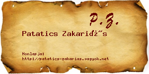 Patatics Zakariás névjegykártya